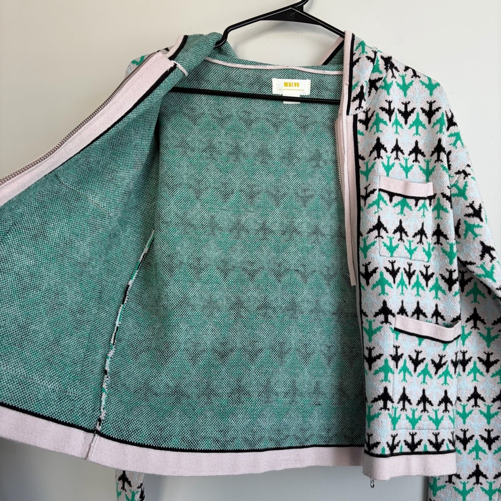 Maeve Harriet Airplane Print Zip Cardigan Sweater - Picture 7 of 7